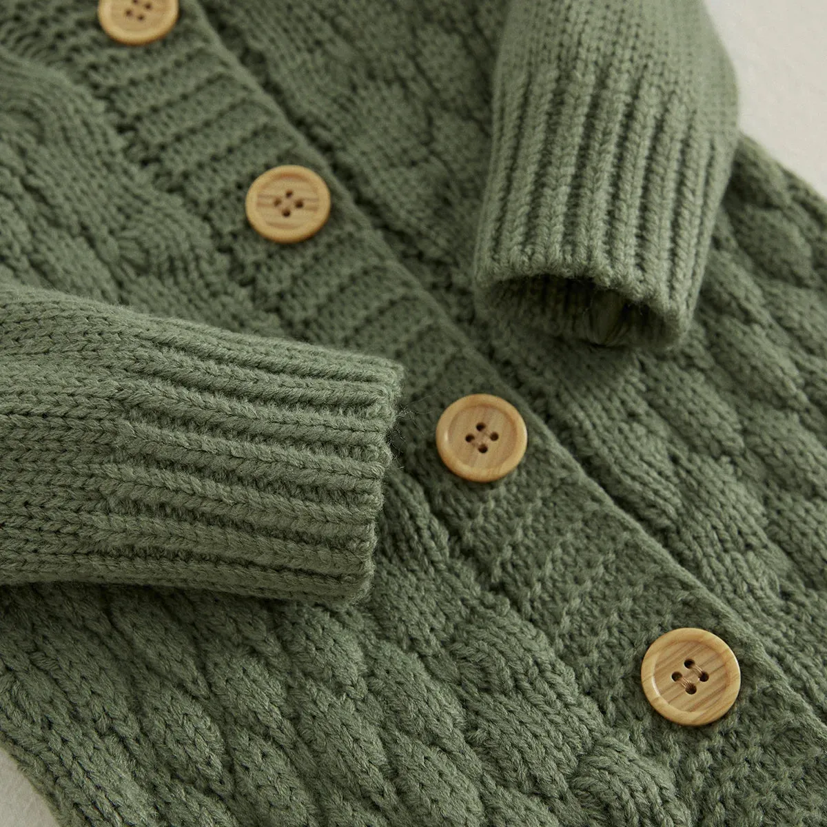 Infant Knitted Jumpsuit with Bear Hat