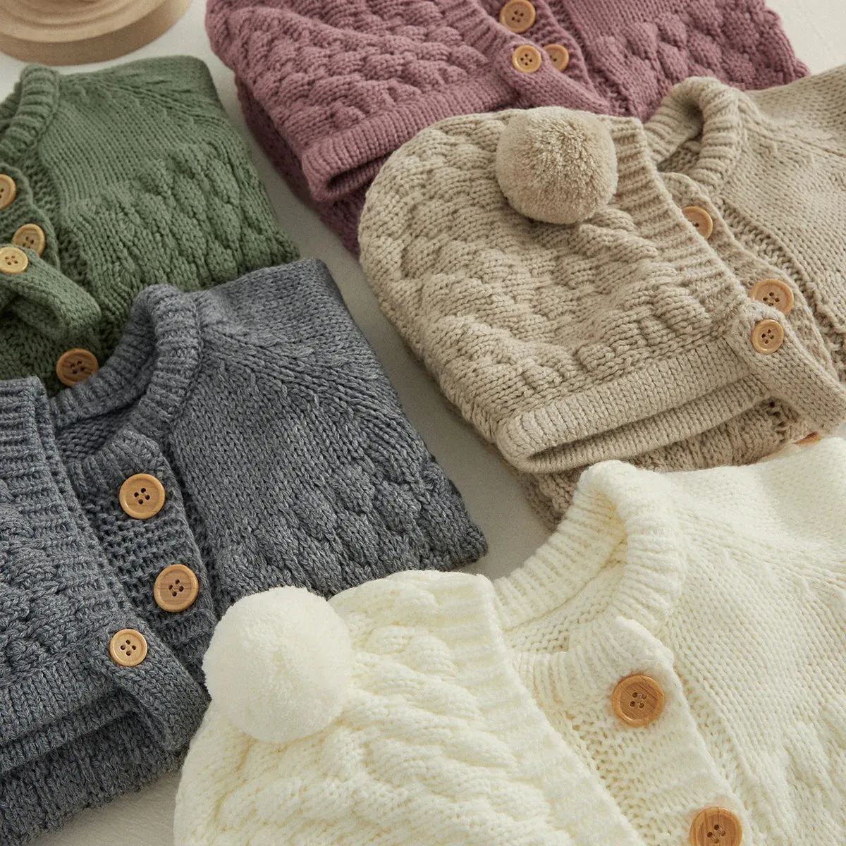 Infant Knitted Jumpsuit with Bear Hat