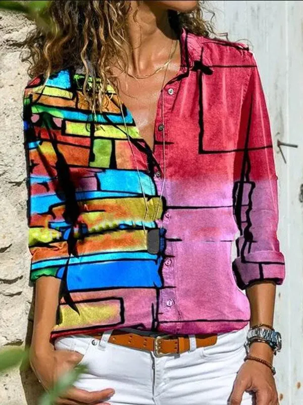 JuliaFashion - 2024 Women's Lapel Long Sleeve Casual Shirt