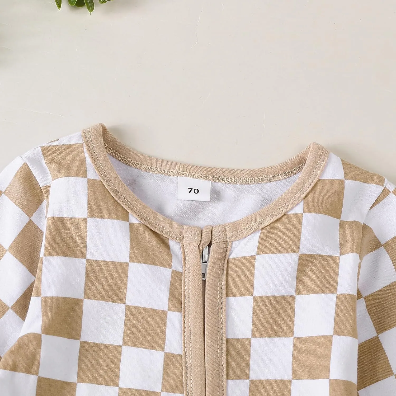 Karuedoo Newborn Baby Boy Girl Clothes Checkered Long Sleeve Zipper Romper Jumpsuit One Piece Bodysuit Fall Winter Outfit