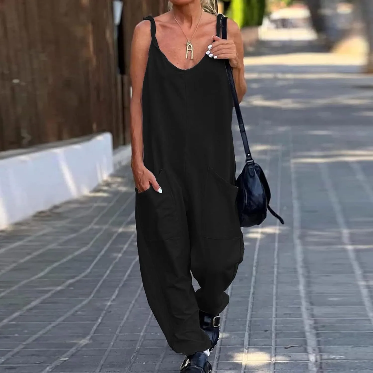 LCMTWX Jumpsuit for Woman Comfortable Shoulder Strap Loose Jumpsuit Pocket Summer Fashion Jumpsuit Jumpsuits Women Jumpsuit