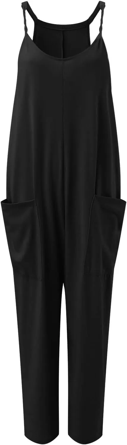 LCMTWX Jumpsuit for Woman Comfortable Shoulder Strap Loose Jumpsuit Pocket Summer Fashion Jumpsuit Jumpsuits Women Jumpsuit