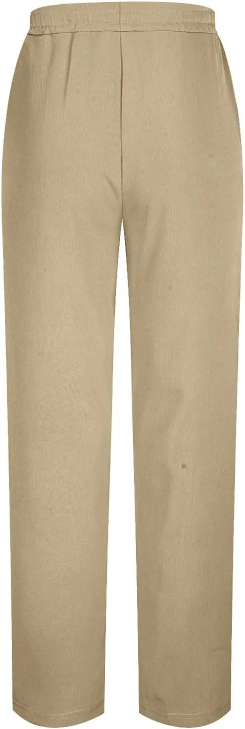 Men Elastic Waist Drawstring Trouser Solid Color Wide Leg Straight Pants Casual Loose Soft Sweatpants with Pocket