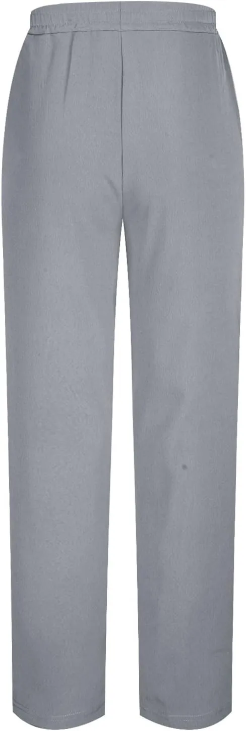 Men Elastic Waist Drawstring Trouser Solid Color Wide Leg Straight Pants Casual Loose Soft Sweatpants with Pocket