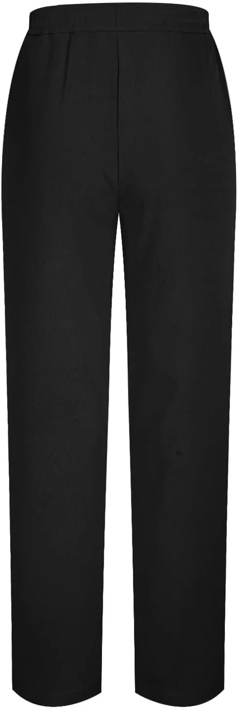 Men Elastic Waist Drawstring Trouser Solid Color Wide Leg Straight Pants Casual Loose Soft Sweatpants with Pocket