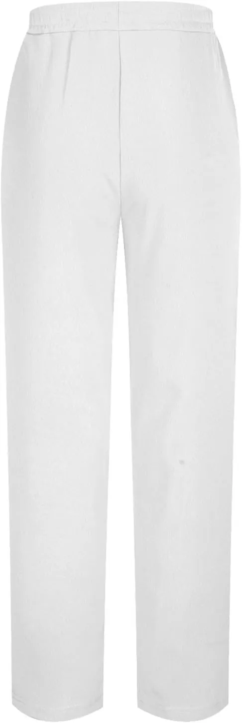 Men Elastic Waist Drawstring Trouser Solid Color Wide Leg Straight Pants Casual Loose Soft Sweatpants with Pocket