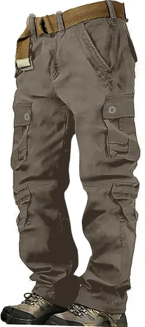 Men's Cargo Sweatpants Fleece Joggers with Large Pockets Loose Soft Pants Rainproof Open Bottom Athletic Pants Men