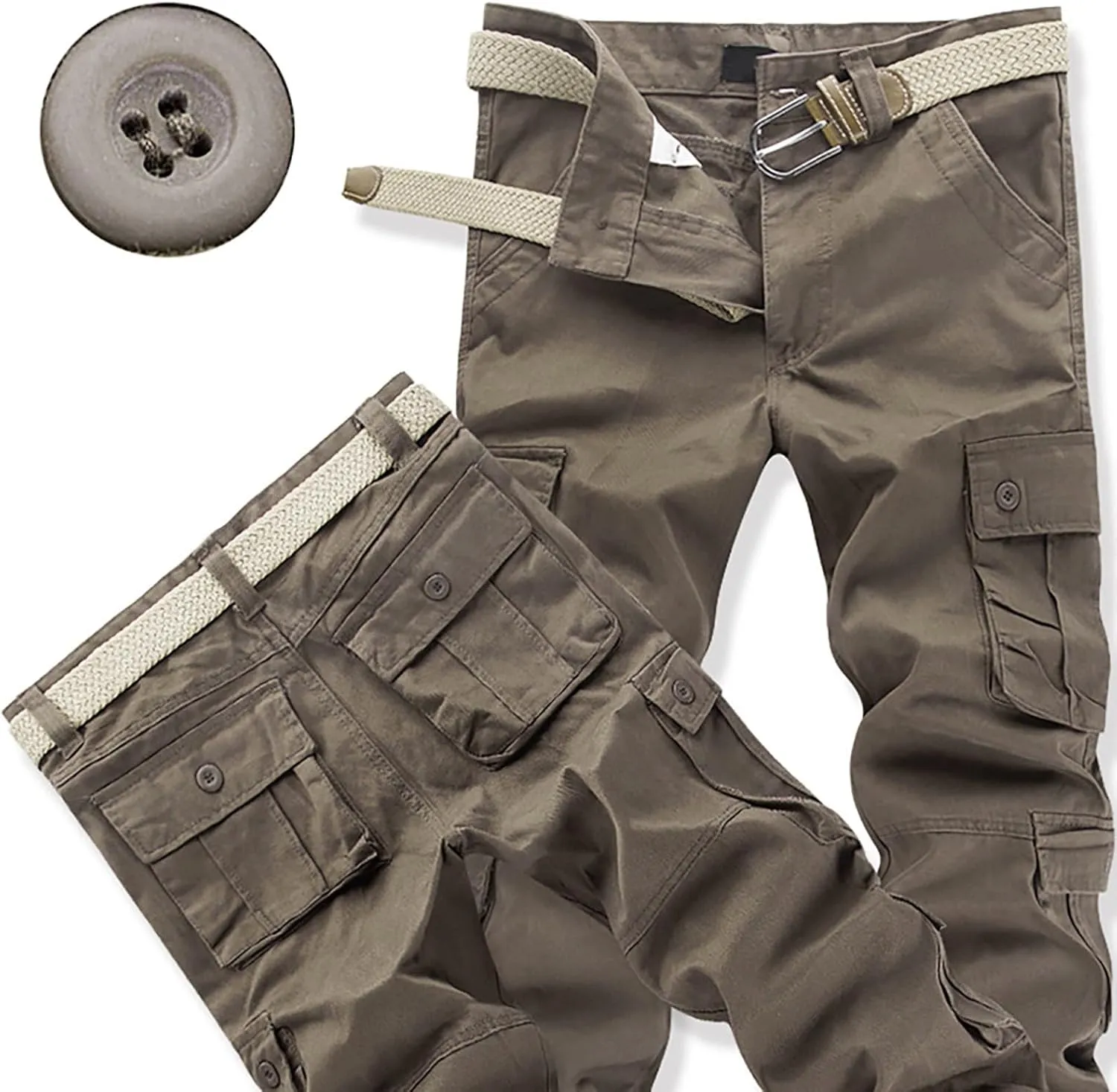 Men's Cargo Sweatpants Fleece Joggers with Large Pockets Loose Soft Pants Rainproof Open Bottom Athletic Pants Men