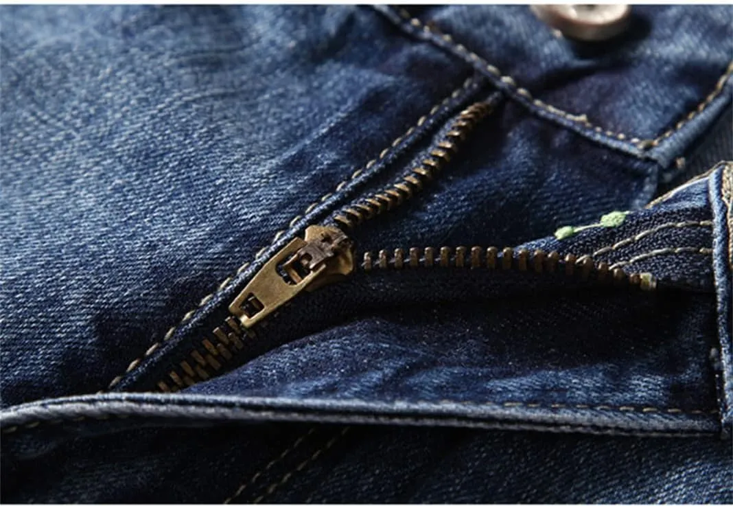 Men's Denim Shorts Casual Cargo Shorts Straight Fit Distressed Work Shorts Mid-Waist Fashion Summer