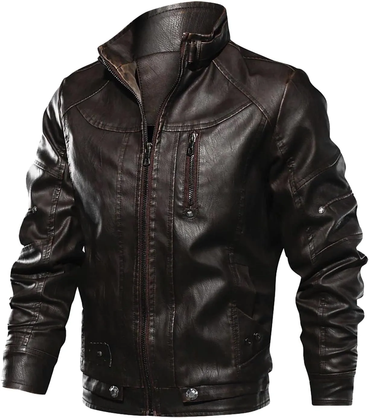 Mens Leather Jacket Heated Jacket Casual Winter Warm Top Blouse Thickening Coat Outwear Top Blouse Jacket