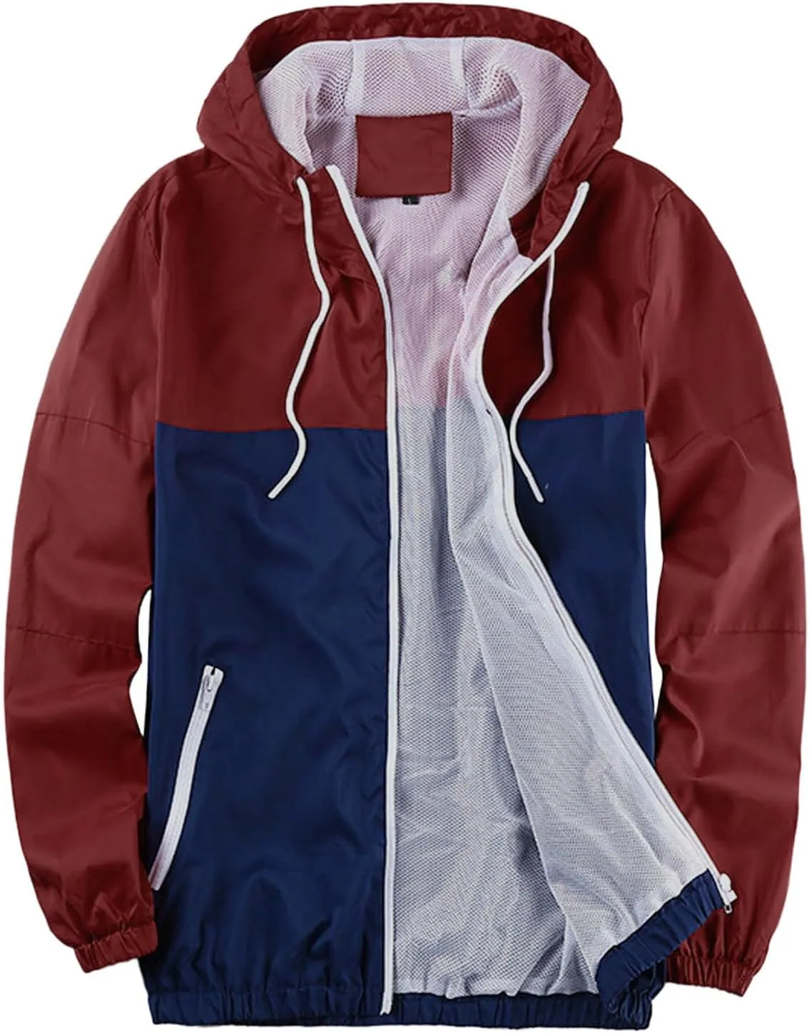 Mens Spring and Autumn Leisure Sports Mesh Breathable Hooded Jacket Coat Jackets with Hoods for Teens