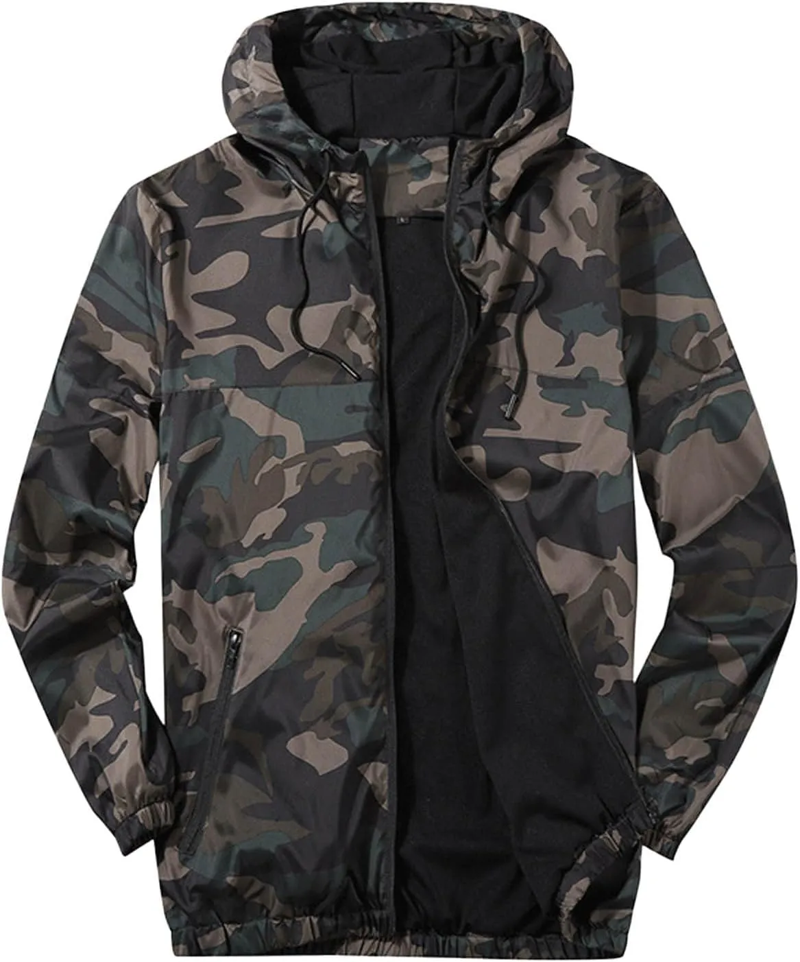 Mens Spring and Autumn Leisure Sports Mesh Breathable Hooded Jacket Coat Jackets with Hoods for Teens