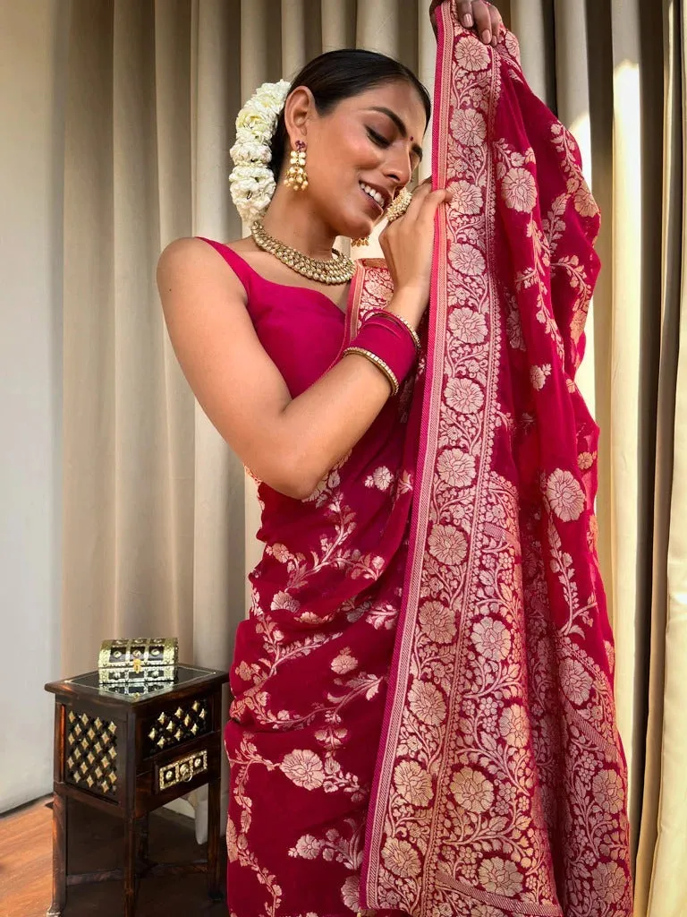 Nectarous Dark Pink Soft Silk Saree With Extraordinary Blouse Piece