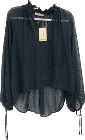 OASIS Black Sheer Polka Dot Blouse UK 12
