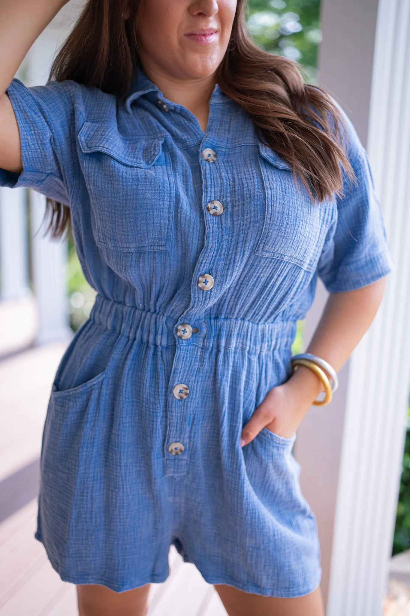 Oh My Gauze Blue Romper