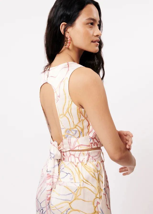 Open Back Sketch Print Top