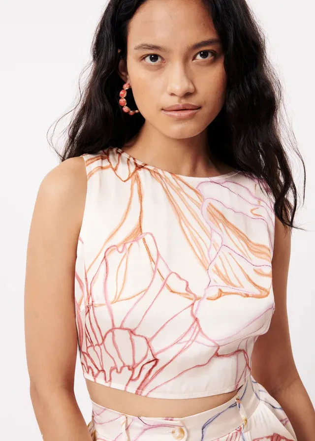 Open Back Sketch Print Top