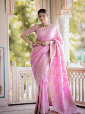 Panache Baby Pink Pink Soft Silk Saree With Snazzy Blouse Piece