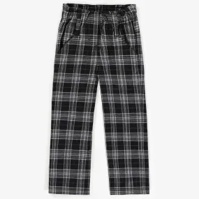 Pantalon noir à carreaux avec jambes larges, enfant || Black pants with white checks with wide legs, child