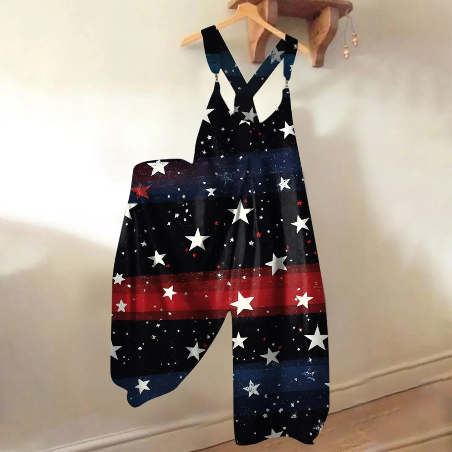 Patriotic Rompers for Women, 4th of July Fashion Casual Loose Womens Jumpsuit
