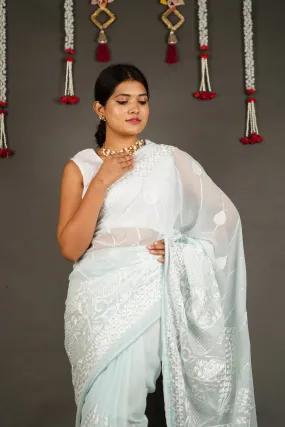 Ready To Wear Lucknow Chikan Wrap in 1 minute saree