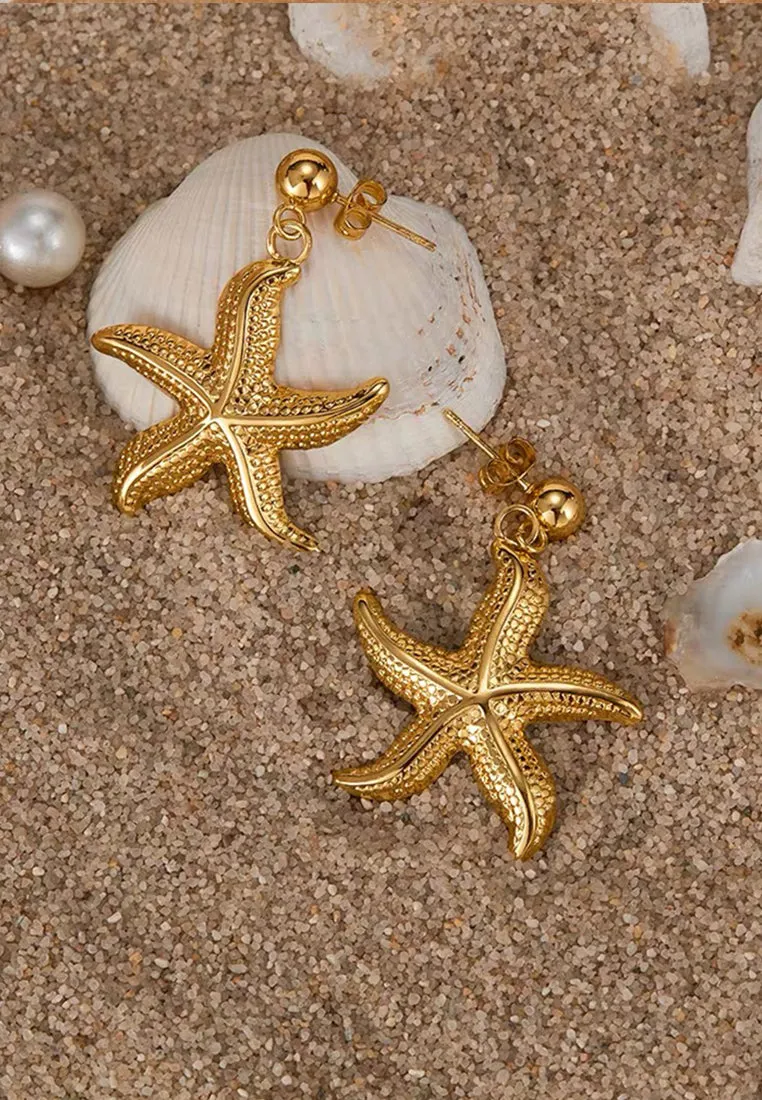 Seastar Earrings in Gold