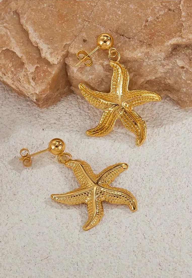 Seastar Earrings in Gold