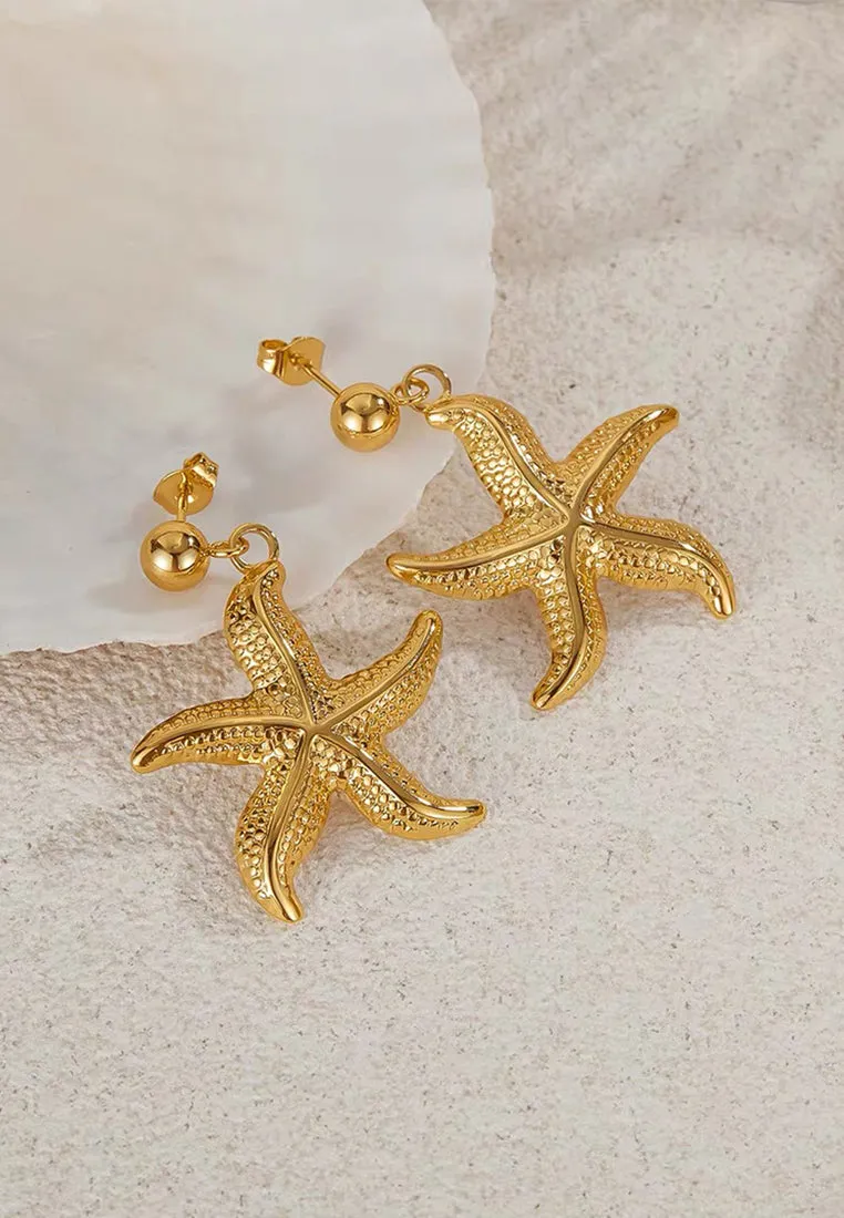 Seastar Earrings in Gold