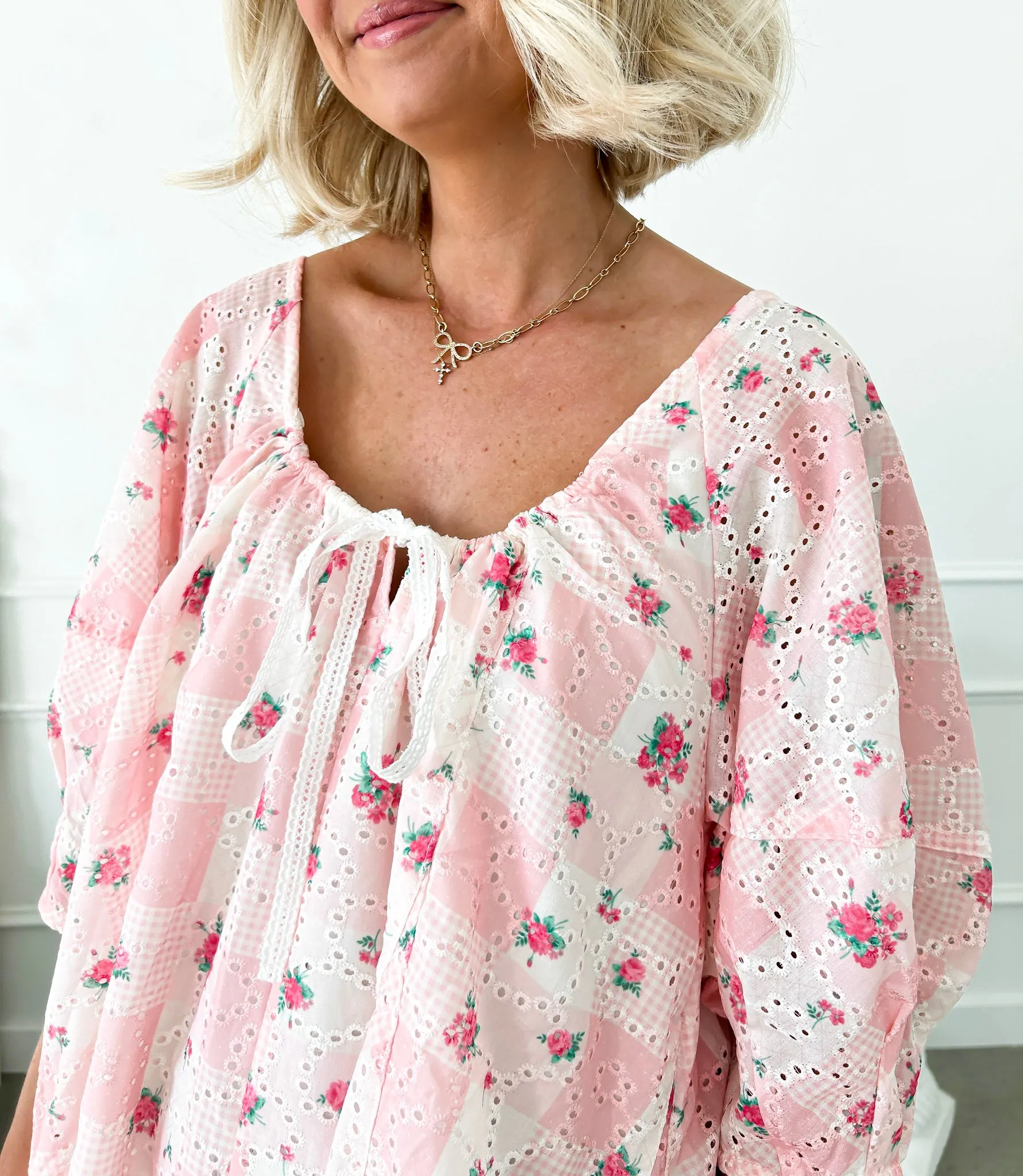 Spring In Bloom Floral Gingham Romper