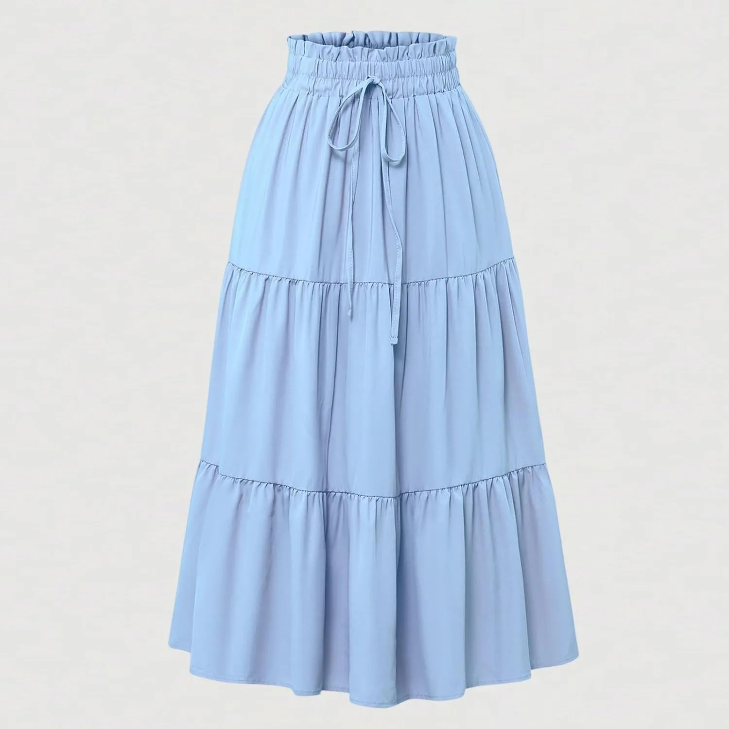 Spring Outfits for Women 2025 Casual Trendy Solid Color Elastic Waist Lightweight Flowy Maxi Skirts, S-XL