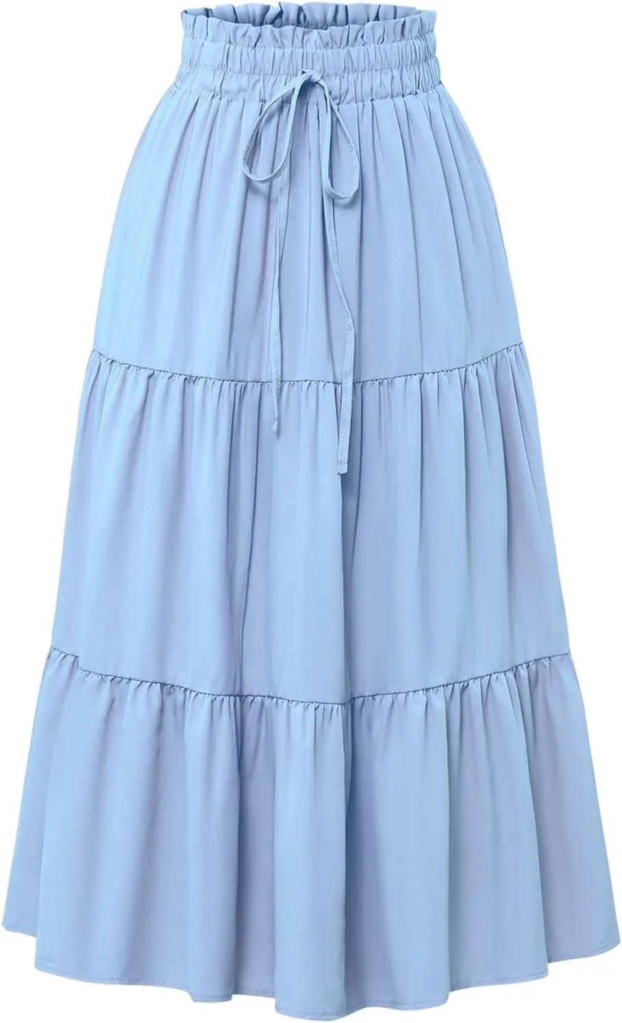 Spring Outfits for Women 2025 Casual Trendy Solid Color Elastic Waist Lightweight Flowy Maxi Skirts, S-XL