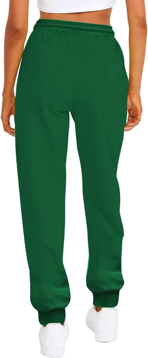 Straight Leg Sweatpants for Women Fleece Elastic High Waisted Sweat Pants Comfy Soft Cinch Bottom Joggers with Pockets