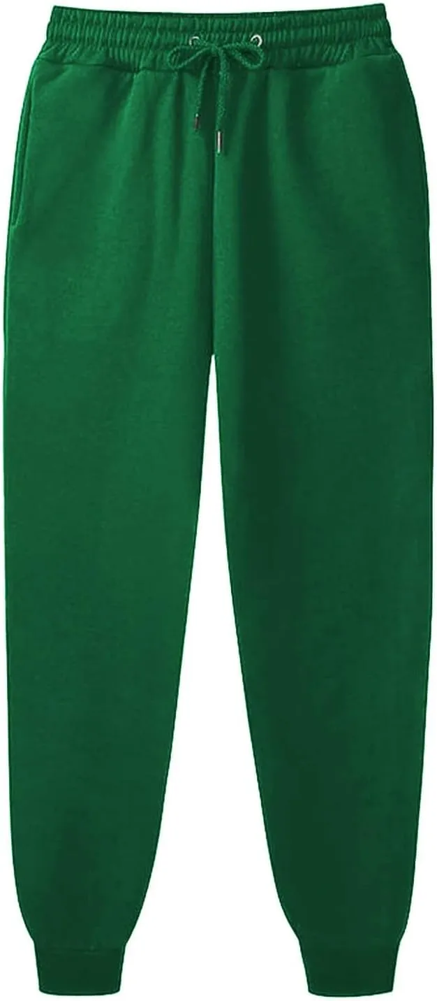 Straight Leg Sweatpants for Women Fleece Elastic High Waisted Sweat Pants Comfy Soft Cinch Bottom Joggers with Pockets
