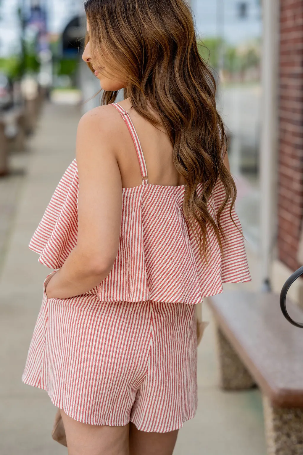 Striped Overlay Romper