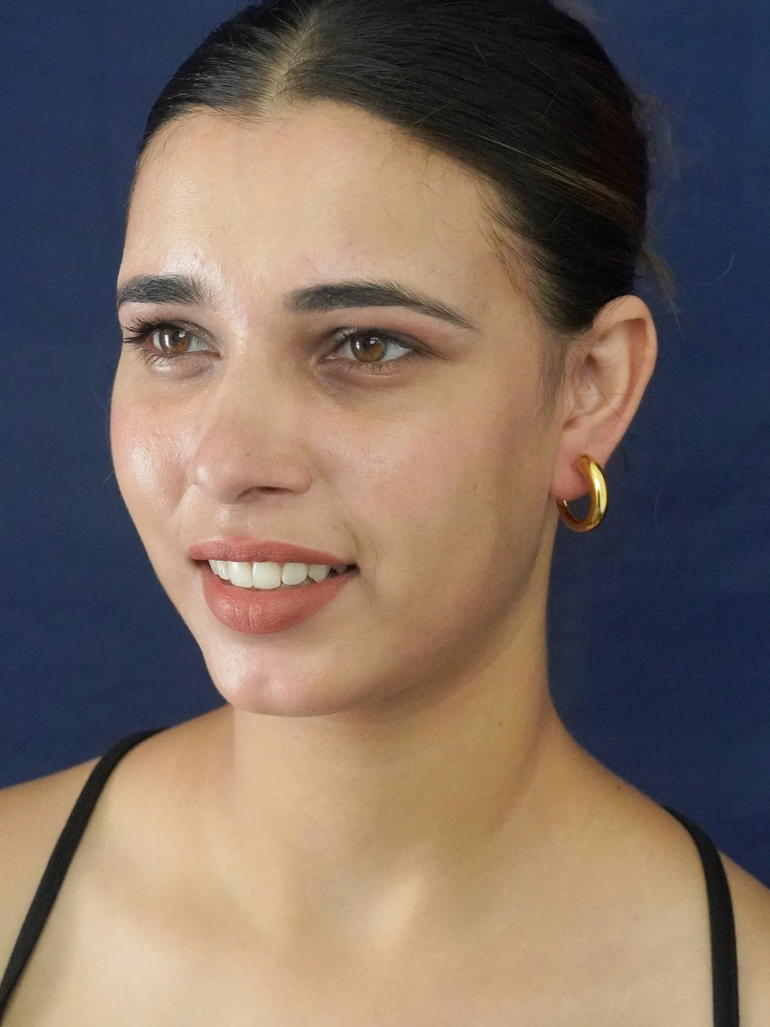 Stylish Gold Plated Anti Tarnish Hoop Earrings