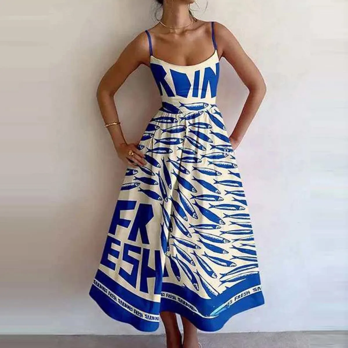 Summer Maxi Dress for Women 2025 Casual Boho Sleeveless Spaghetti Strap Smocked Tiered Long Sun Dresses