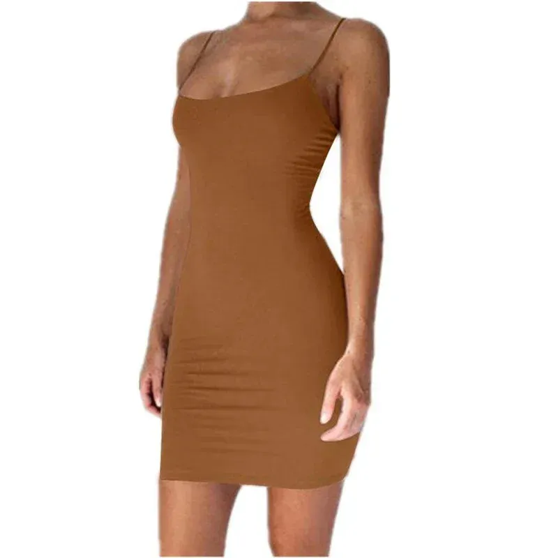 Summer Spaghetti Strap Mini Dress Women Sexy Bodycon Look