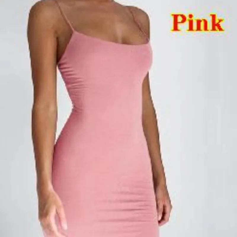 Summer Spaghetti Strap Mini Dress Women Sexy Bodycon Look