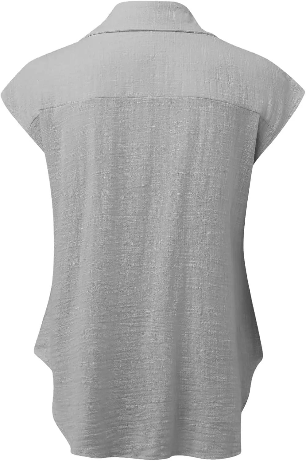 Summer Womens Button Down Cotton Linen Shirts V Neck Cap Sleeve Tank Blouses Loose Collared Shirt Casual Work Tops