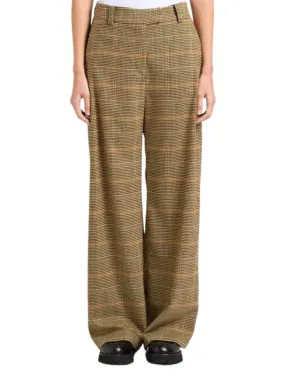 Suncoo John Wide Leg Houndstooth Pants- Camel