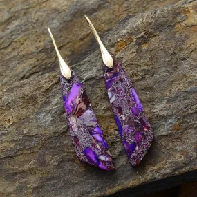 Sunset Glam: Gold Plated Copper Dangle Earrings - Boho Chic Elegance