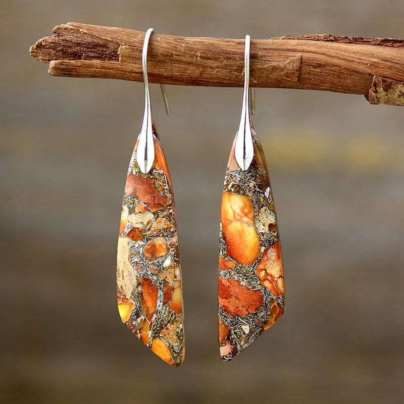 Sunset Glam: Gold Plated Copper Dangle Earrings - Boho Chic Elegance