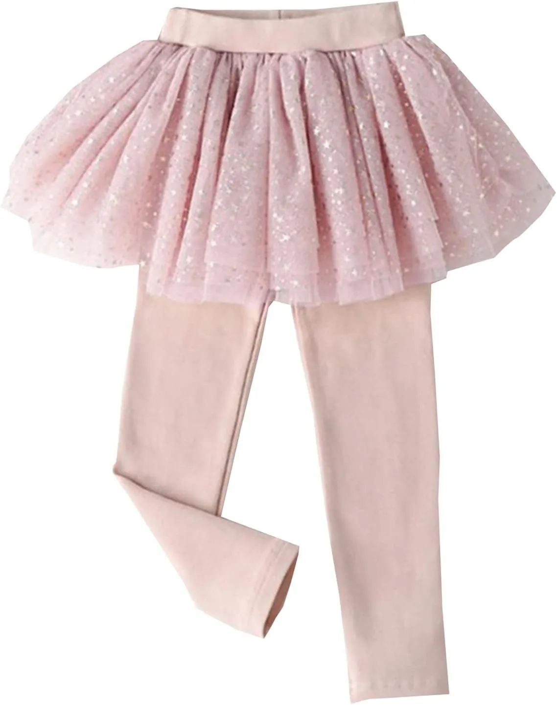 Toddler Girls Footless Leggings with Tutu Ruffle 𝐓winkle 𝐒𝐭ar Skirt Stretchy Cotton Pantskirt for Baby Girls