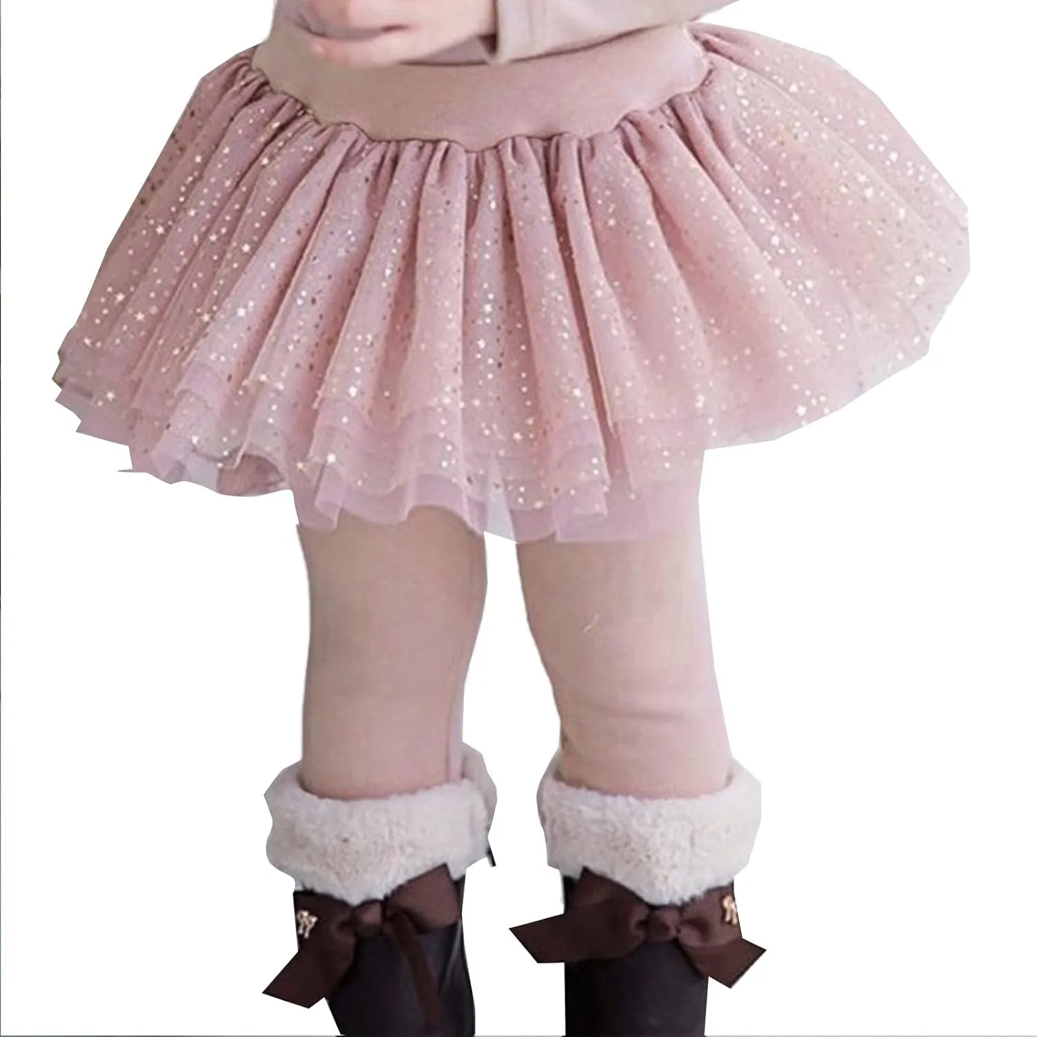 Toddler Girls Footless Leggings with Tutu Ruffle 𝐓winkle 𝐒𝐭ar Skirt Stretchy Cotton Pantskirt for Baby Girls