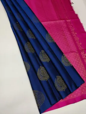 Trendy Royal Blue Soft Silk Saree With Sonorous Blouse Piece