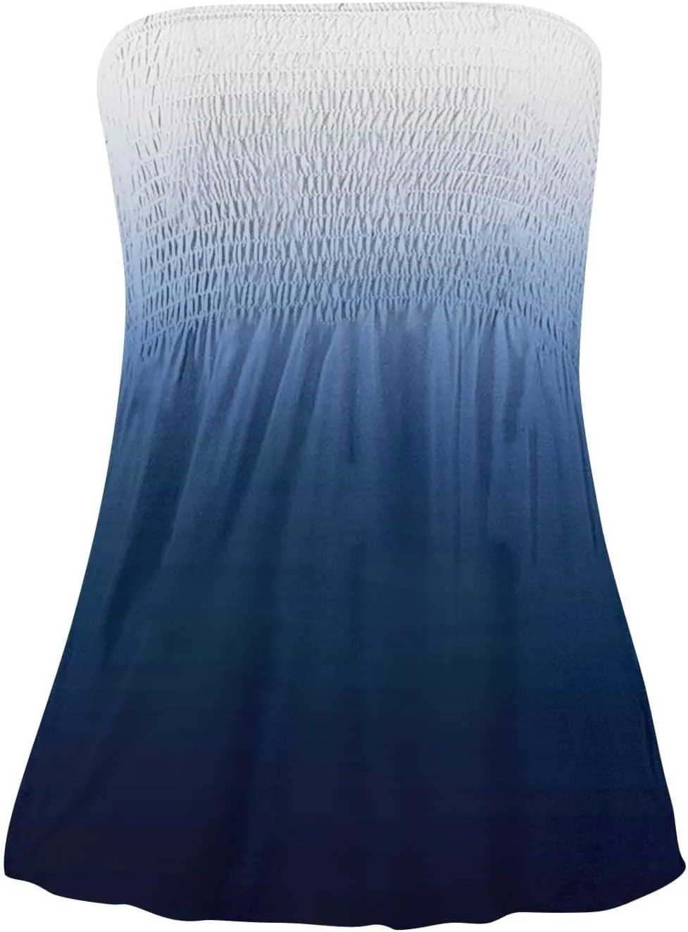 Tube Tops for Women Floral Print Sleeveless Tanks Strapless Smocked Ruffled Tube Tops Casual Lightweight Bandeau