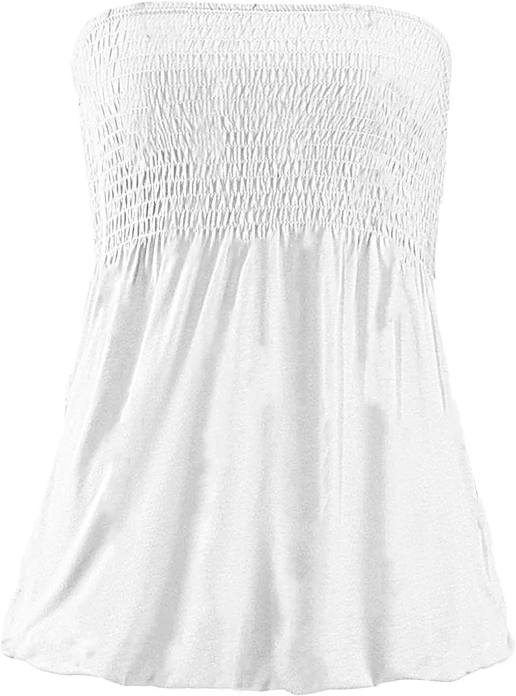 Tube Tops for Women Sleeveless Smocked Ruffled Tanks Strapless Floral Print Tube Tops Lightweight Sexy Bandeau