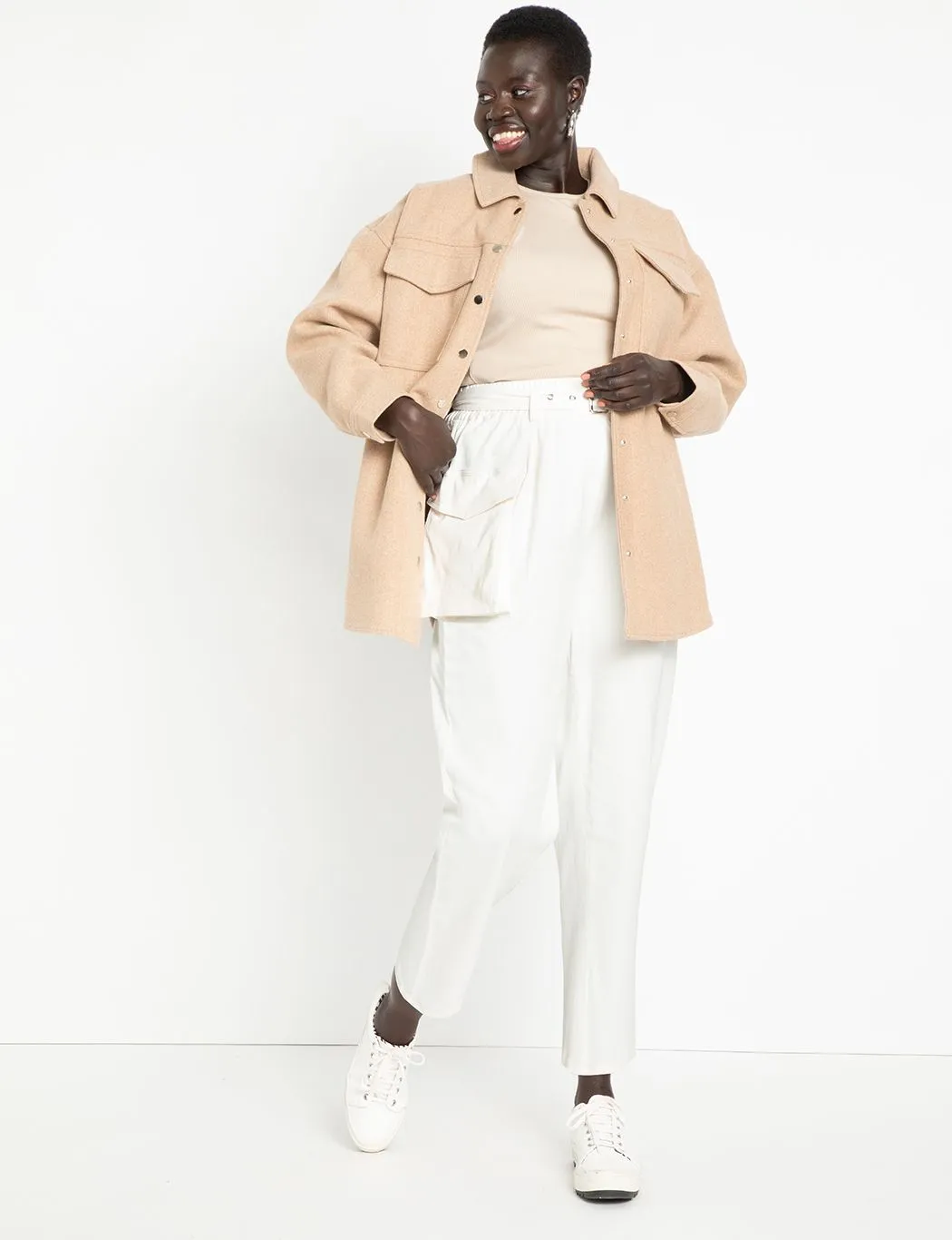 Twill Cargo Pant in Soft White