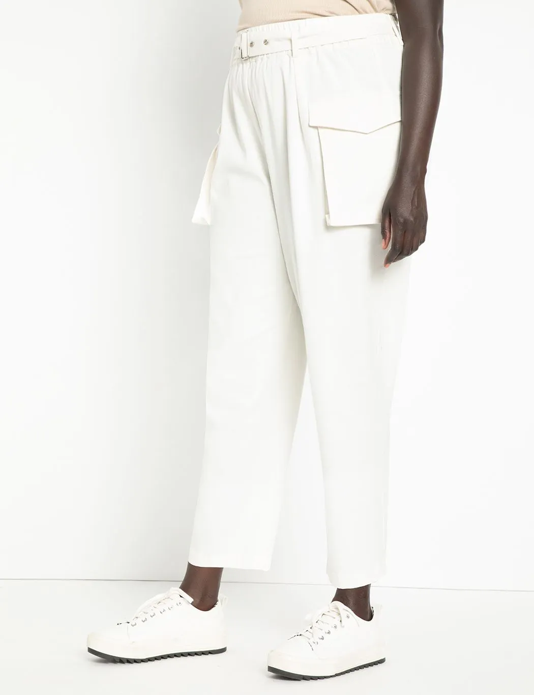 Twill Cargo Pant in Soft White