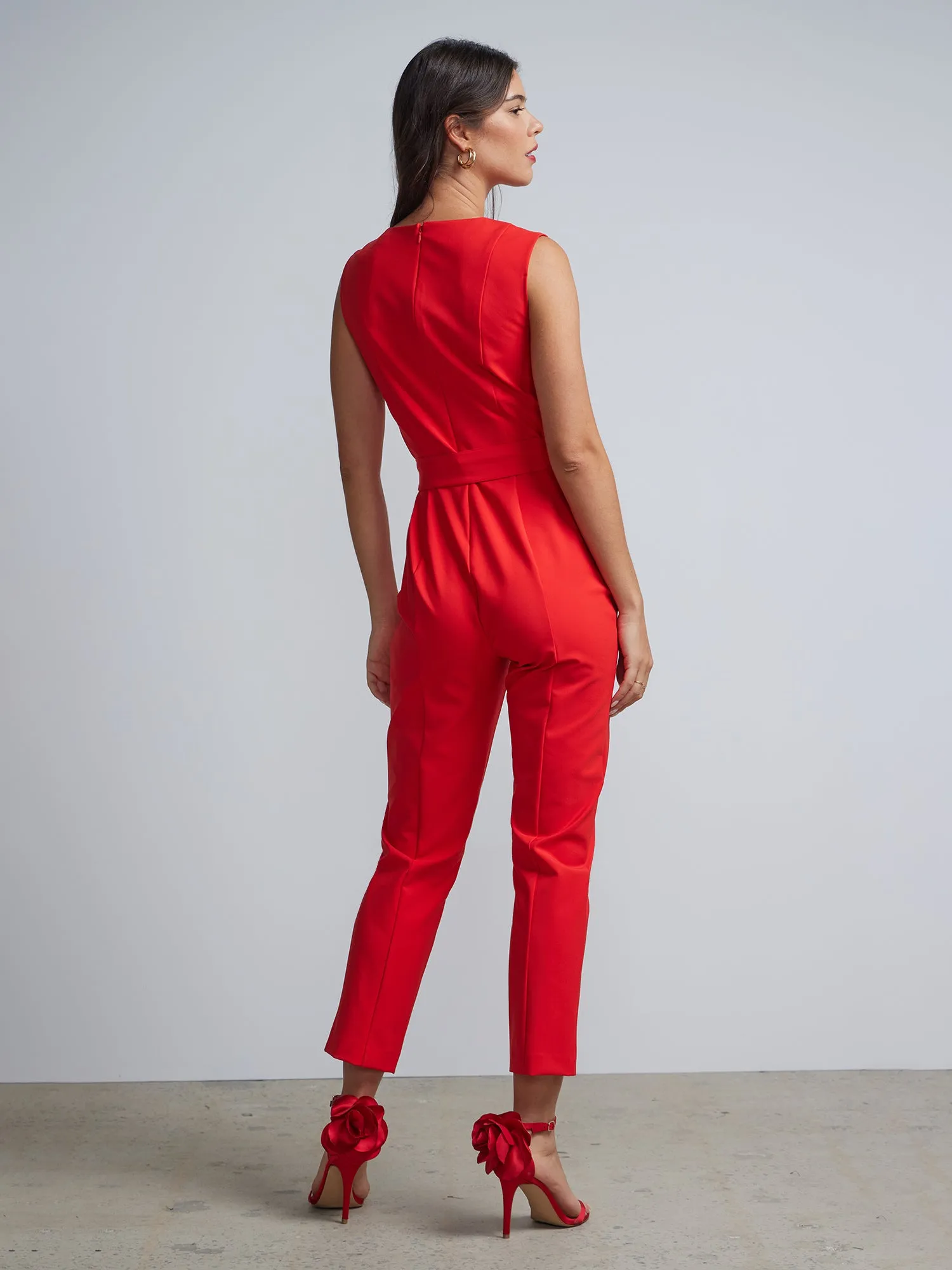 V-Neck Seamed Straight-Leg Jumpsuit - Fit To Flatter